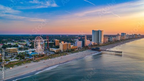 Pier in Myrtle Beach South Carolina SC Drone Aerial