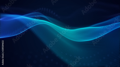 beautiful abstract wave technology background with blue light digital effect corporate concept