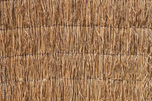 Close up straw of japanese thatched roof texture background