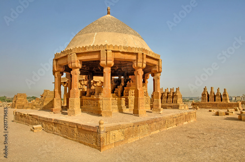 The Chaukhandi tombs - cemetery east of Karachi, in the Sindh province of Pakistan