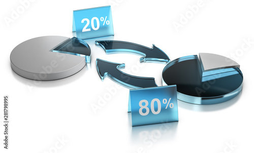 Merchandising Concept. Pareto principle, Rule of Vital Fiew, 20% of effort leading to 80% of results