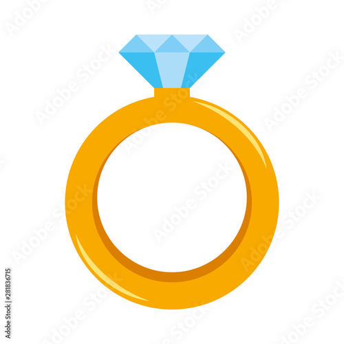 Vector cute kawaii engagement ring colorful isolated
