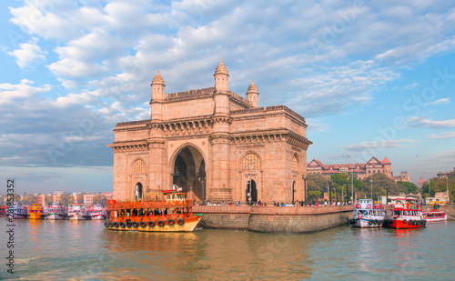 The Gateway of India and boats as seen from the Harbour - Mumbai, India