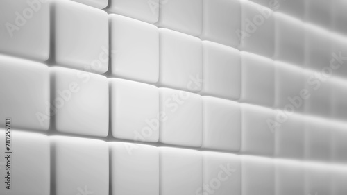 White rounded square wall background 3d render