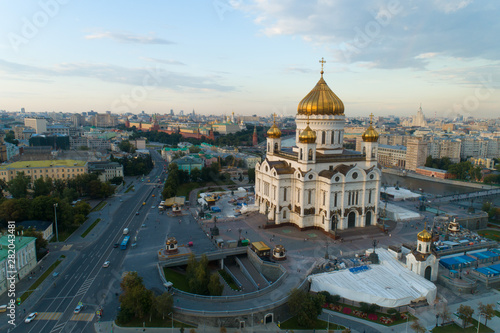 aerial view of the Christ the Savior Cathedral in Moscow