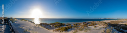 Dunes of Coral Bay Australia panorama during early evening close to sunset