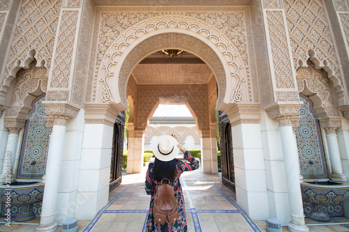 Tourist is sightseeing at Morocco Pavilion in Putrajaya district in Malaysia.