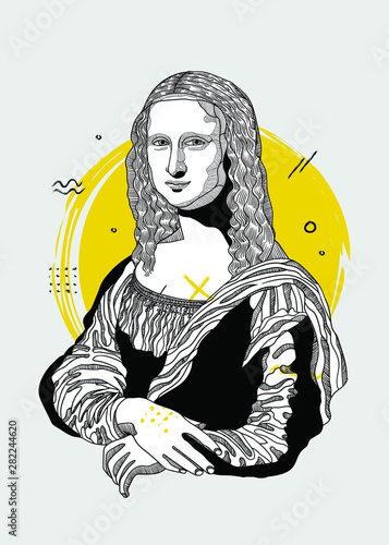 Mona Lisa - Gioconda by Leonardo da Vinci. Creative geometric style.