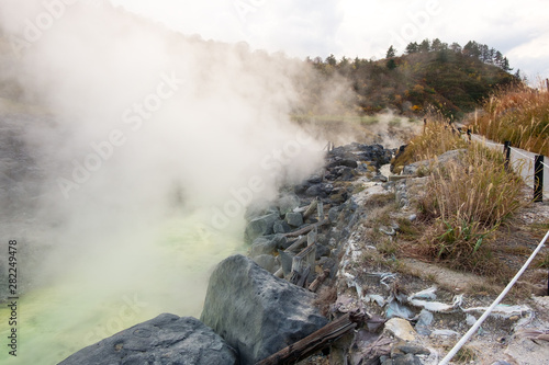 Tamagawa Hot Spring in Senboku, Akita, Japan. It is a best place for tourist to stay for therapeutic bathing for purpose of recovery convalescence.