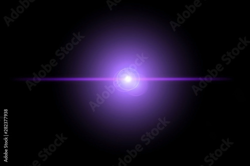 Purple light Lens flare on black background.