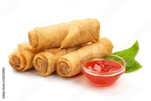 Chinese Traditional Spring rolls, isolated on white background