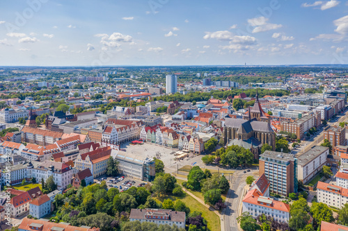Rostock, Germany. Aerial cityscape image of Rostock, Germany during sunny summer day.