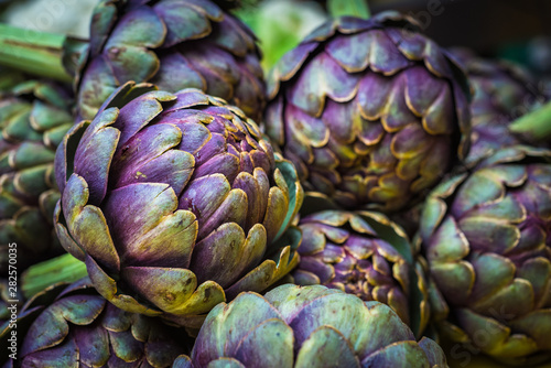 fresh artichokes at farmers market