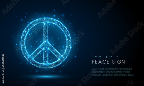 Abstact peace sign. Low poly style design