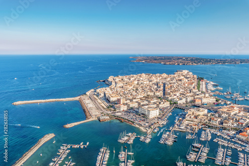 Aerial view of the Ortgia island in Syracuse Sicily