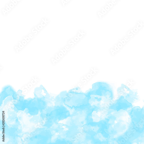 Watercolor painted blue cloud or sea eps vector, frame hand drawn water color, hand painted abstract design, vector illustration
