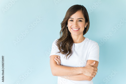 Happy Self-Assured Woman On Isolated Background