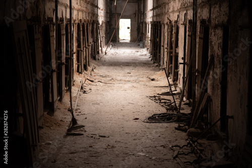 Prison corridor in disrepair