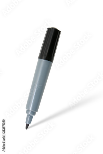 Black marker pen with cap isolated on white background with clipping path