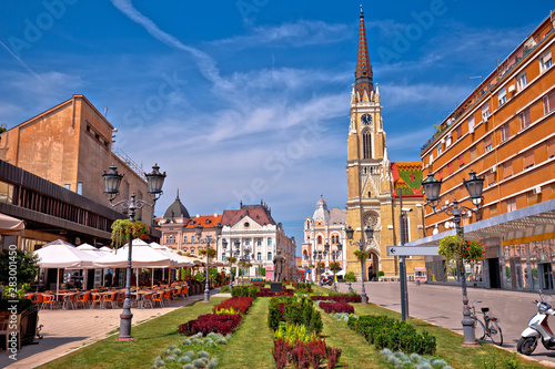Novi Sad square and architecture street view,