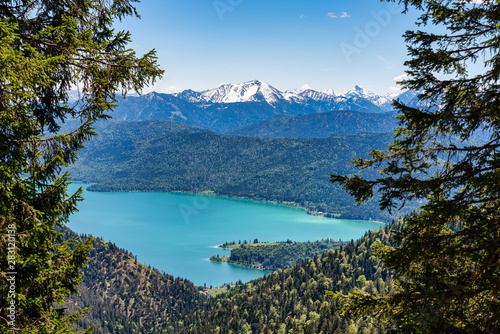 View of the lake Walchensee in the Alps of Bavaria, Germany
