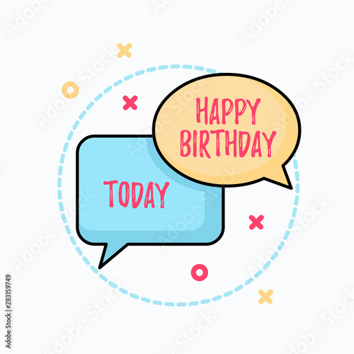 Conceptual hand writing showing Happy Birthday. Concept meaning The birth anniversary of a demonstrating is celebrated with presents Pair of Overlapping Bubbles of Oval and Rectangular Shape