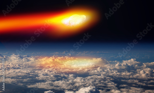 A asteroid (meteor) passing too near to Earth "Elements of this image furnished by NASA"