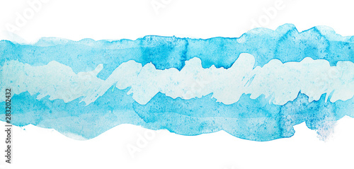 blue watercolor stain on a white. hand-drawn element, photography texture splash paints on paper. background for text