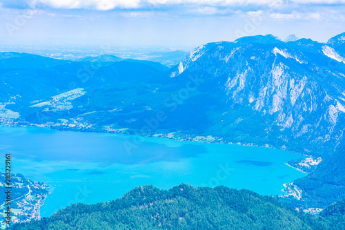 View of Attersee lake from Schafberg mountain, Austria