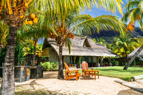 Tropical beach villa. Mauritius island hollidays