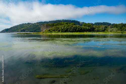 Mouth of the Klamath River, emptying into the Pacific Ocean