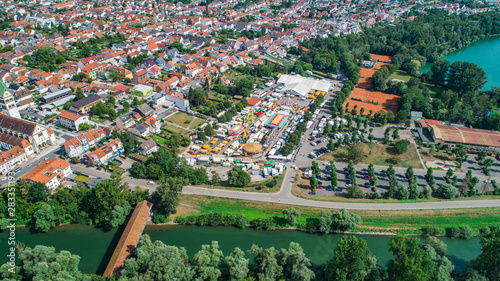 Aerial view of City Ketch Germany with Lake and Green Park