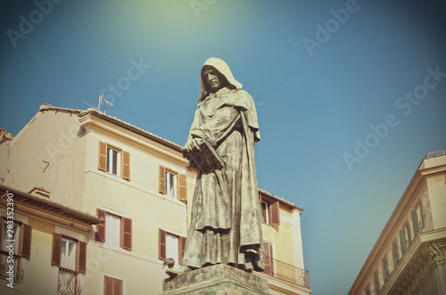 Statue of Giordano Bruno in Campo de Fiori in Rome Italy