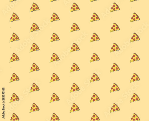 Pizza seamless pattern on beige background