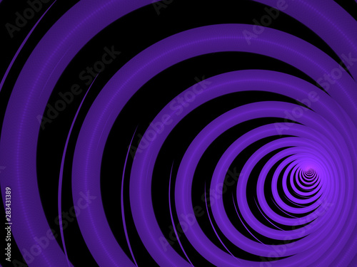 Abstract Illustration - Alternating Purple and Black Colored Rings, Purple Tunnel, Repeating Circular Patterns, Digital Art