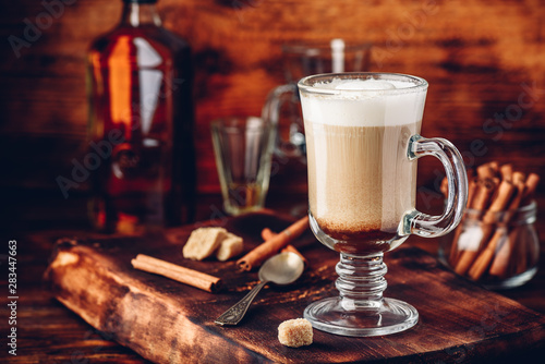 Irish coffee with cinnamon