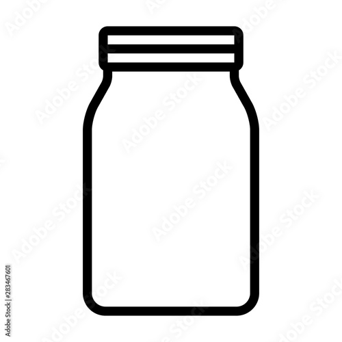 Mason jar glass container line art vector icon for food apps and websites
