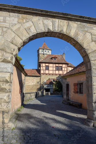 Tower of entrance gate of Rotenburg ob der Tauber in Germany
