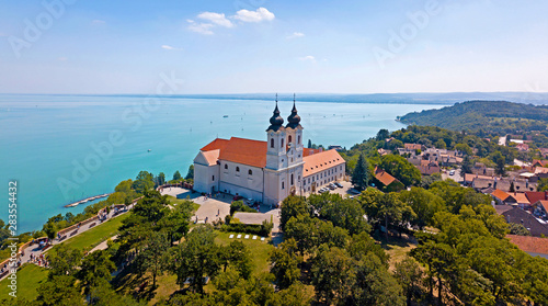 Aerial view of the Tihany Abbey at Lake Balaton