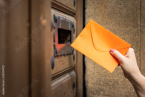 Woman sending love letter