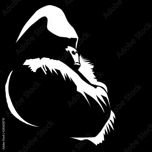 An illustration from a photo I took of a gorilla sitting with his arms crossed.