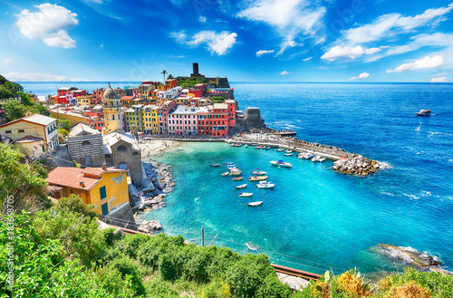 Famous city of Vernazza in Italy