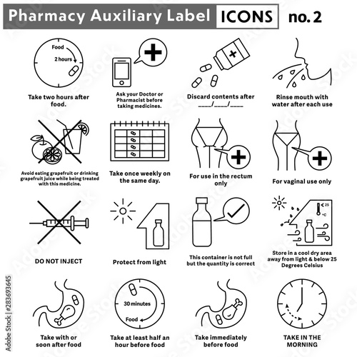 Pharmacy auxiliary label line icons no.2