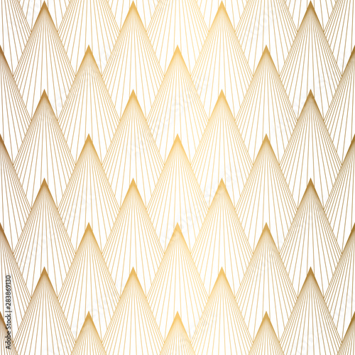 Art Deco Pattern. Seamless white and gold background