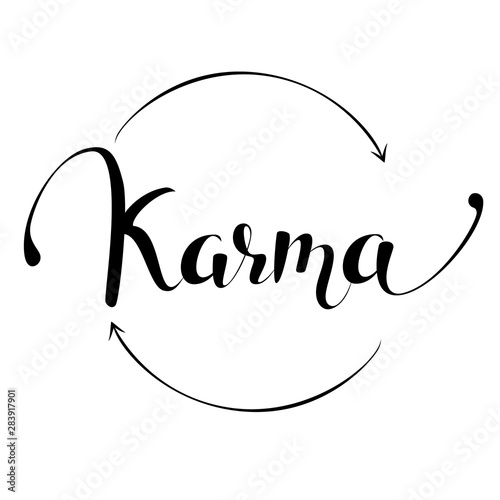 Hand lettering illustration - karma. Vector