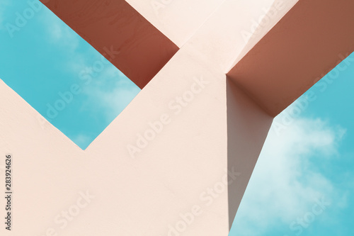 Abstract pink painted concrete structure