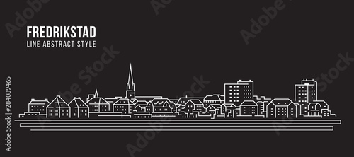 Cityscape Building Line art Vector Illustration design - Fredrikstad city