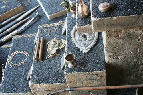 silver jewellery on display at shop