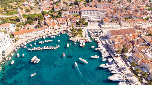 The Hvar harbour in Croatia from above