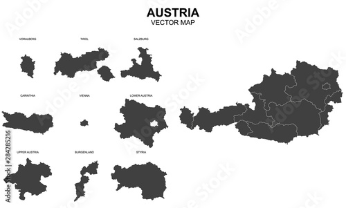 vector map of Austria on white background